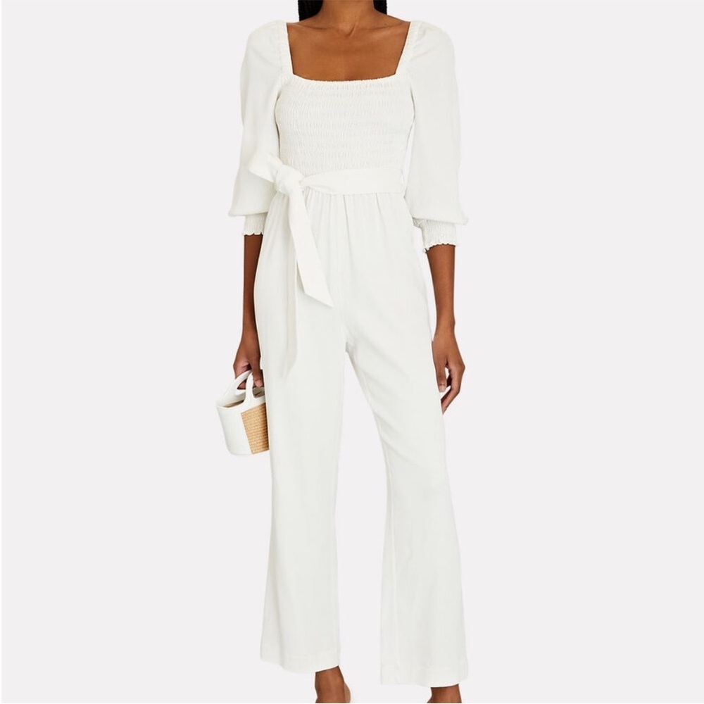 NWT INTERMIX Deanna Smocked Jumpsuit White